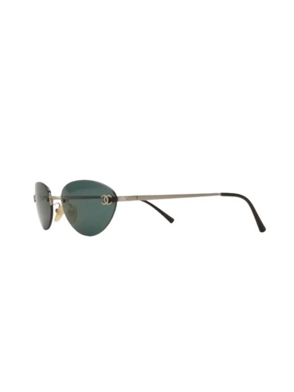 Chanel Rimless Sunglasses Eyewear CC Logo Silver